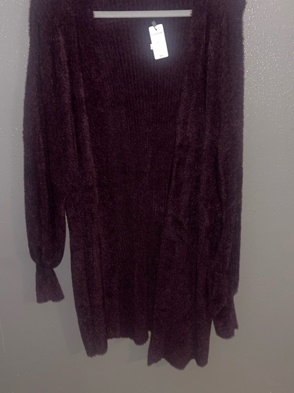 Express Plush Open-Front Cardigan - Plum